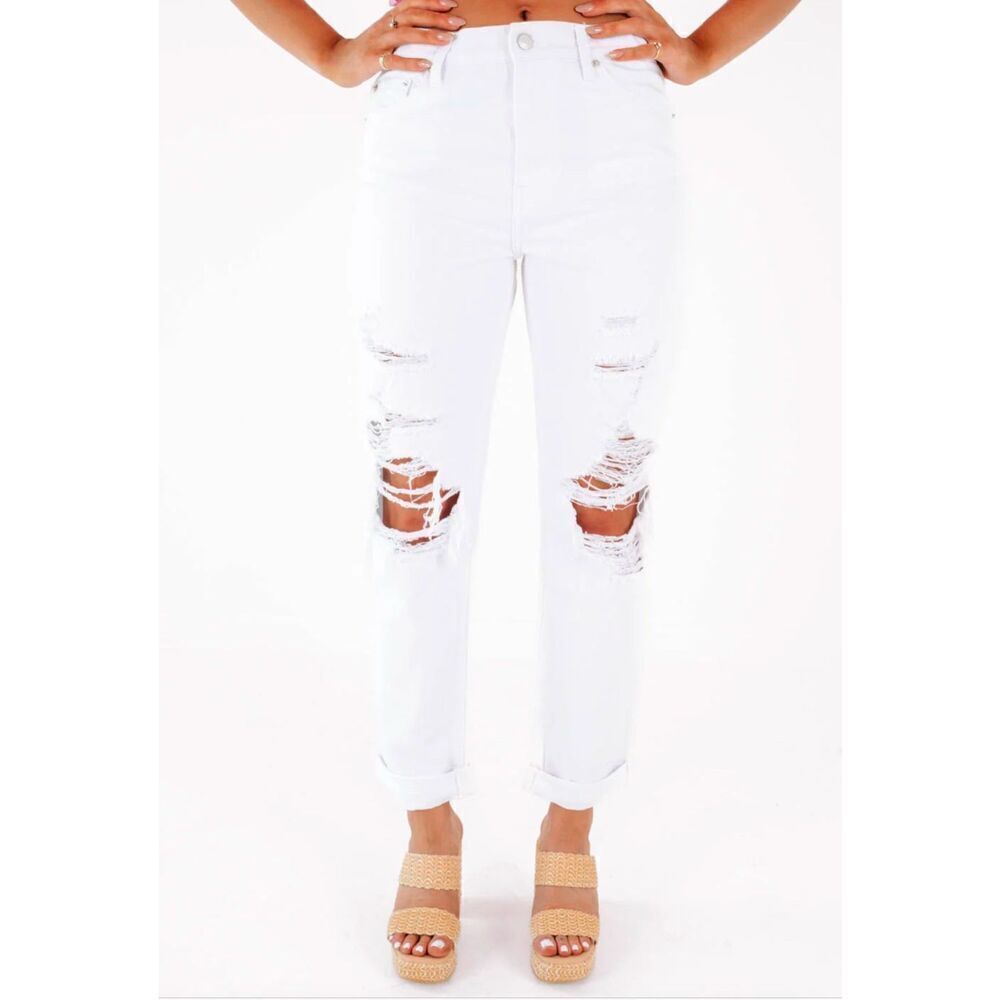 NWT Pistola Jeans Pants High Rise White Distress Size 26